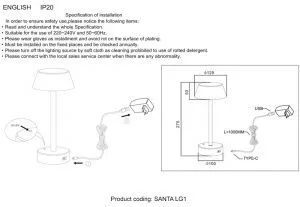 Аккумуляторная настольная лампа Crystal Lux SANTA LG1 WHITE