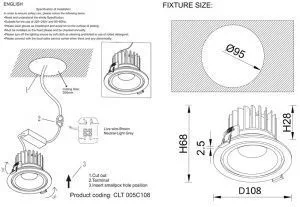 Светильник встраиваемый Crystal Lux CLT 005C108 WH