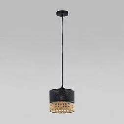 Подвесной светильник с тканевым абажуром TK Lighting Paglia Black 6544