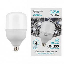 Лампа Gauss Elementary T100 32W 2700lm 6500K E27 LED 1/20