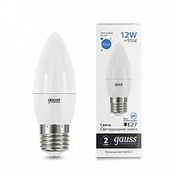 Лампа Gauss Elementary Свеча 12W 950lm 6500K E27 LED 1/10/100