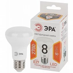 Лампочка светодиодная ЭРА STD LED R63-8W-827-E27 Е27 / Е27 8Вт рефлектор теплый белый свет