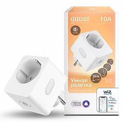 Сетевой переходник (Умная розетка) Gauss Smart Home 2300W 207-253V 10А IP20 c заземлением 1/6