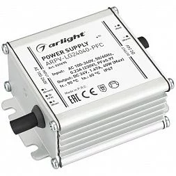 Блок питания ARPV-LG24040-PFC (24V, 1.67A, 40W) (Arlight, IP67 Металл, 5 лет)