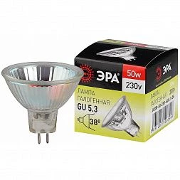 Лампочка галогенная ЭРА GU5.3-JCDR (MR16)-50W-230V-CL GU5.3 50Вт софит теплый белый свет